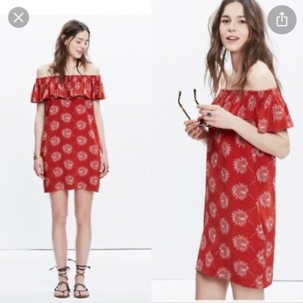 Madewell- silk off the shoulder dress